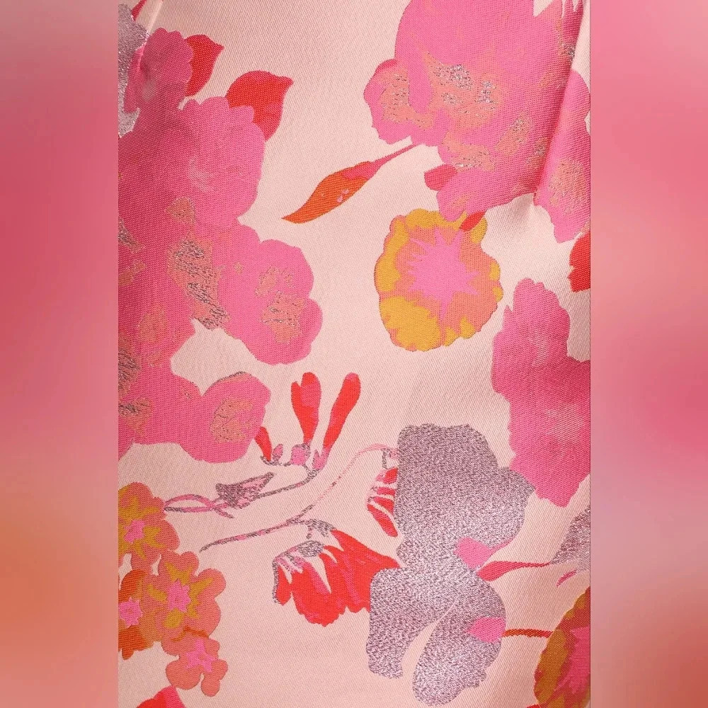 Lulus So Stunning Orange Multi Floral Jacquard Puff Sleeve Mini Dress Party - Picture 6 of 9